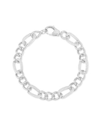 Chloe and Madison Chloe And Madison Silver Cz Chunky Figaro Bracelet