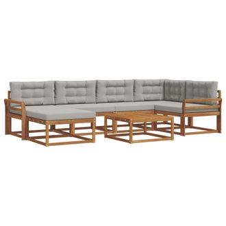 vidaXL Conjunto De Sof&aacute;s De Exterior 7 Pcs Gris Natural Y Claro Vidaxl