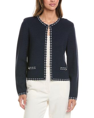 St. John Ticking Trim Crew Jacket