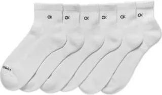 Calvin Klein 6-Pack Quarter Cut Socks in White at Nordstrom Rack