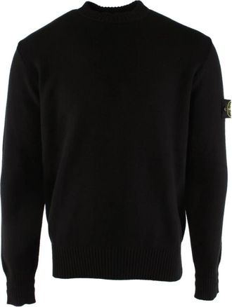 Stone Island Rondgebreide trui met ronde hals - Heren - Ronde hals truien - Zwart - XL - Katoen - Truien & Vesten