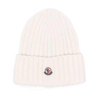 Moncler Gebreide muts van wol - Dames - Hoeden - Wit - ONE Size - Wol - Accessoires