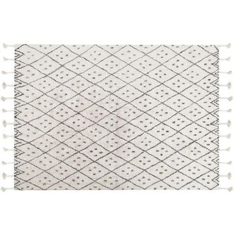 Beliani Rug AGADIR Off-White 140 x 200 cm Cotton