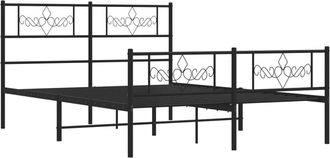 vidaXL Estructura Cama Sin Colch&oacute;n Con Estribo Metal Negro 160x200 Cm Vidaxl