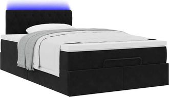 vidaXL Cama Otomana Con Colch&oacute;n Y Led Terciopelo Negro 120x190cm Vidaxl