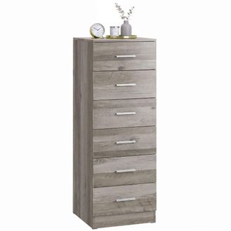 HOMCOM Homcom C&oacute;moda De 6 Cajones, Cajonera Para Dormitorio Alta Y Estrecha, Sinfonier Para Sal&oacute;n, Vestidor, Entrada, 40x40x110 Cm, Gris Claro