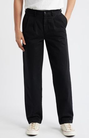 Noah Twill Double Pleat Cotton Pants in Black at Nordstrom, Size 30