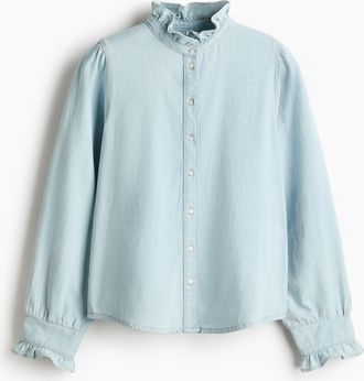 H&M Denimbluse mit Volants - Blue