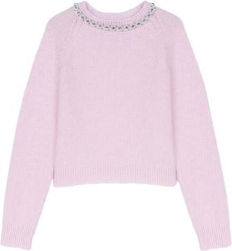 Maje Removable jewel collar sweater in Pink at Nordstrom, Size X-Small