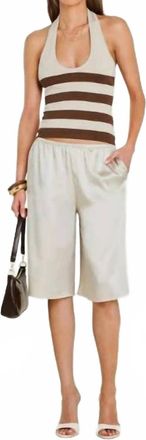 SER.O.YA Amira Cropped Tank Top In Almond/cocoa