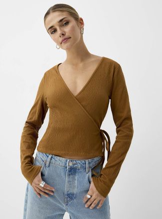 Icone Womens Crinkled texture crossover top