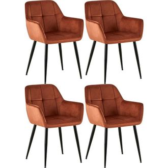 Clp Juego De 4 Sillas De Sal&oacute;n Emia En Terciopelo Marr&oacute;n Terciopelo