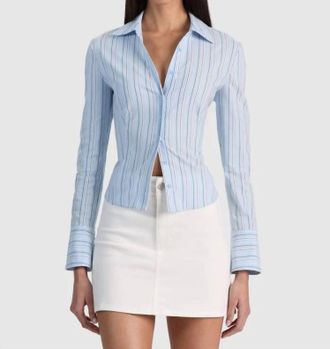 Alice & Olivia Freya Top In Carolina Blue Multi