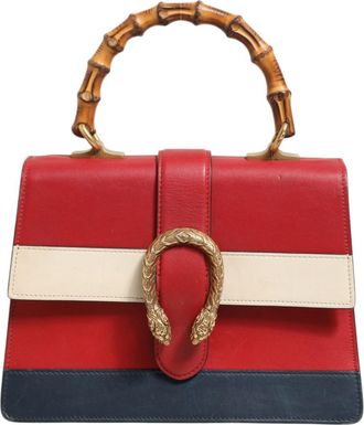Gucci Dionysus Bamboo Medium Top Handle Bag White Blue Womens Red (Pre-Owned)