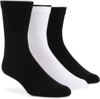 BOSS Assorted 3-Pack Stretch Crew Socks in Black/White Multi at Nordstrom Rack, Size 7-13
