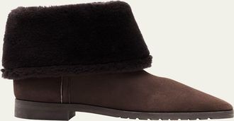 Toteme Fold Down Shearling Suede Ankle Boots