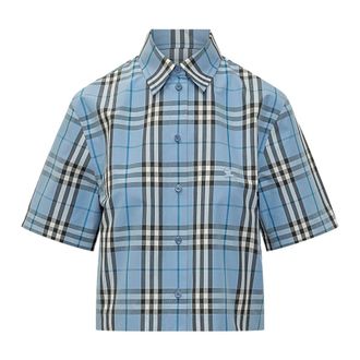 Burberry Shirts, female, Blue, Size: 2XS Short Sleeve Shirt