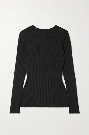 The Row Pullover A Schiena Scoperta In Seta A Coste Ash - Nero