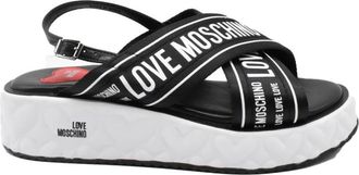 Love Moschino Stijlvolle Zomer Sandalen voor Vrouwen - Dames - Sleehakken - Zwart - 37 EU - Schoenen