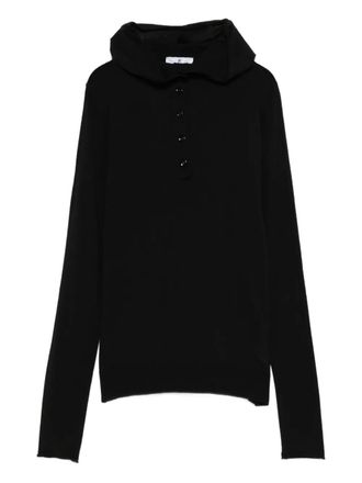 Pantaloni Torino buttoned hooded sweatshirt - women - Silk/Nylon/Wool - 44 - Black