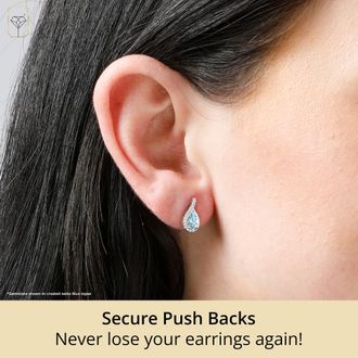 MAX + STONE 14k Yellow or White Gold Gemstone Pear Shape Drop Stud with Diamonds Accents
