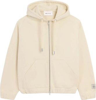 Ami Felpa con zip in cotone con etichetta heritage - - Sweatshirts & Hoodies - Uomo - Beige - L