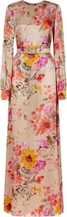 Raquel Diniz Abito lungo Fiona a fiori - Toni neutri