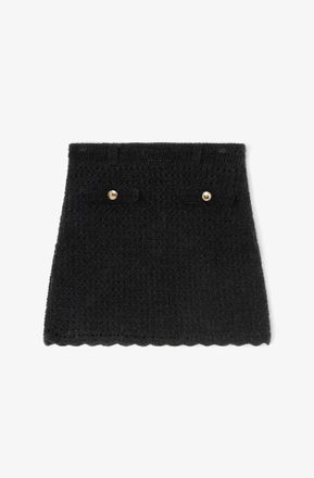 Ganni Black Crochet Mini Skirt - Size XXS Organic Cotton