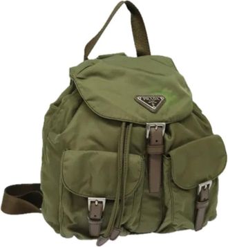 Prada Pre-owned Backpacks, female, Green, Size: ONE SIZE Pre-owned Vintage Nylon Backpack