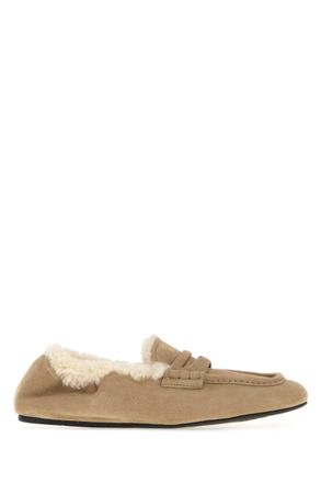Miu Miu Beige Logo Loafers