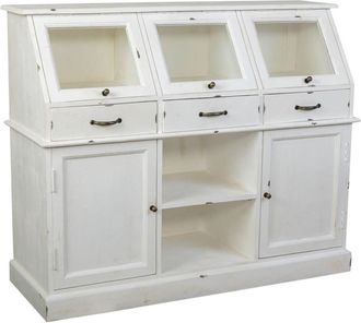 Wanderlust Deco Aparador de madera envejecido blanco 129x45x106