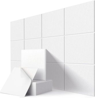 OEM 12 Paneles Ac&uacute;sticos Cuadrados, Almohadillas Autoadhesivas De Alta Densidad Con Cancelaci&oacute;n De Eco Y Absorci&oacute;n De Sonido Para Estudio, Oficina Y Hogar