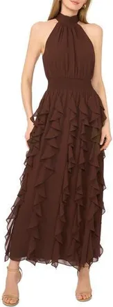 1.State Flounce Cascading Sleeveless Maxi Dress in Chicory Coffee at Nordstrom Rack, Size X-Large