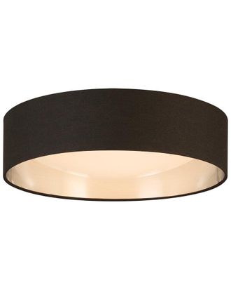 Eglo Eglo Orme Integrated Led 16 Ceiling Light With Black & Brushed Nickel Fabric Shade With White Acrylic Diffuser