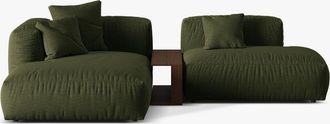 MICADONI Modulares 3-Sitzer Design Ecksofa Martina inkl. Beistelltisch - Strukturstoff Grün