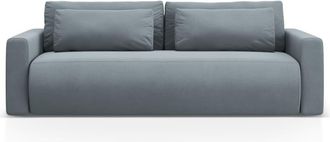 Cosmopolitan Design Sof&aacute; cama con ba&uacute;l de almacenaje 3 plazas de terciopelo azul gris&aacute;ceo