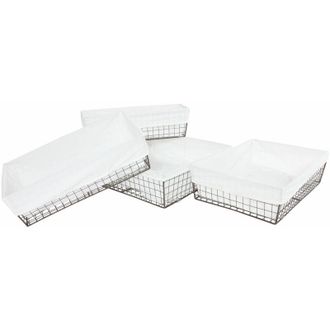 Hhg Hhg - Nunca Usado] Juego De 4 Cestas De Estanter&iacute;a Tanta, Organizador De Cestas De Ba&ntilde;o Para Armarios, Metal Con Funda De Tela