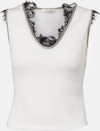 Jacques Wei Layered lace-trimmed jersey top
