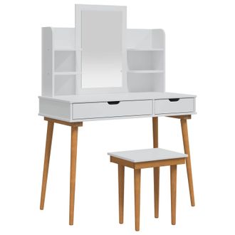 vidaXL Conjunto De Mesa De Tocador Fauske 5 Uds. Blanco Vidaxl