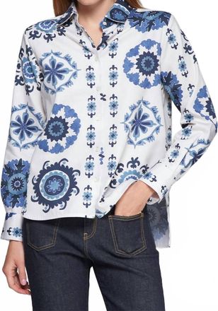 Vilagallo Isa Shirt In White Blue Print