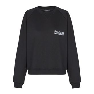 Balmain Logo Sweatshirt - Dames - Sweatshirts - Zwart - S - Katoen - Hoodies & sweatvesten