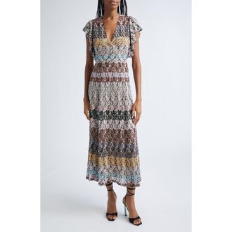 Missoni Knit Metallic Lace Maxi Dress in Beige Multicolor Tones at Nordstrom, Size 40