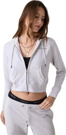 Guess Hoodies & sweatvesten, Dames, Grijs, XS, Katoen, Star Print Waffle Hoodie