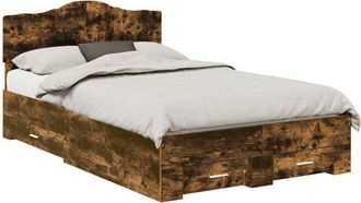 vidaXL Estructura De Cama Con Cabecera Roble Ahumado 120 X 190 Cm Vidaxl