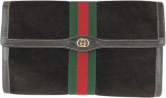 Gucci Pre-owned Clutches, male, Brown, Size: ONE SIZE Pre-owned Old Sheline Line Leather Suede Clutch Bag