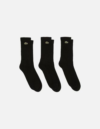 Lacoste Mens Lacoste Sport 3 Pack High Cut Socks Black/Black/Black - Size: 7/7.5/6/6.5/5.5/8
