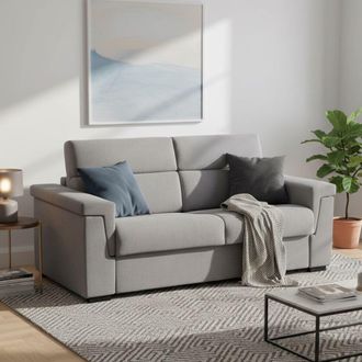 Dmora Sof&aacute; Cama 3 Plazas Nus, Desenfundable, Con Almacenamiento Made In Italy, Lavable, 225x95 Cm Gris