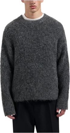 Olaf Hussein Hairy Knitted Crewneck - Heren - Ronde hals truien - Grijs - L - Wol - Truien & Vesten