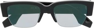 Alexander McQueen Zwarte Slashed Zonnebril met Half-Rim Frame - Dames - Zonnebrillen - Zwart - ONE Size - Accessoires