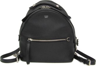 Fendi By The Way Leather With Crystals Black Leather Backpack Bag (Pre-Owned)
